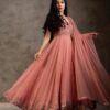 NSR 1266 Orange Bottom : Micro Cotton Work : Embroidery Sequences Work With Sleeves Wedding Party, Festive,@1669/- Only | Gowns, Bollywood Gowns, Creative Gowns, Designer Gowns, Embroidered Gowns, Party Wear Gowns, Straight Suits