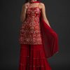 magnificent-red-colour-georgette-with-real-mirror-work-sharara