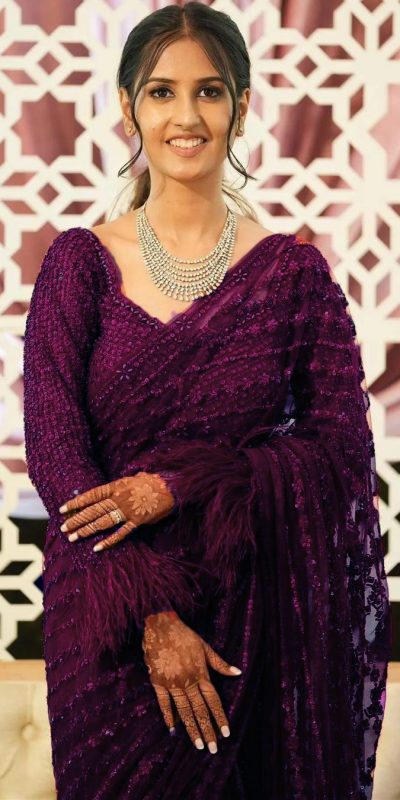 DF 3369 Wine Color Mono Net Sequins Embroidery work Saree Casual, Wedding, Festive, Events Etc. Expected Delivery 4-6 Working Days @1699/- | Sarees, Bollywood Sarees, Creative Sarees, Designer Sarees, Embroidered Sarees, Ethnic Saree, Modern Digital sarees, Party Wear Sarees