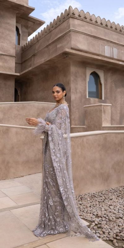 DF 3395 Grey Color Mono Net Sequins Embroidery work Saree Casual, Wedding, Festive, Events Etc. Expected Delivery 4-6 Working Days @1799/- | Sarees, Bollywood Sarees, Creative Sarees, Designer Sarees, Embroidered Sarees, Ethnic Saree, Modern Digital sarees, Party Wear Sarees