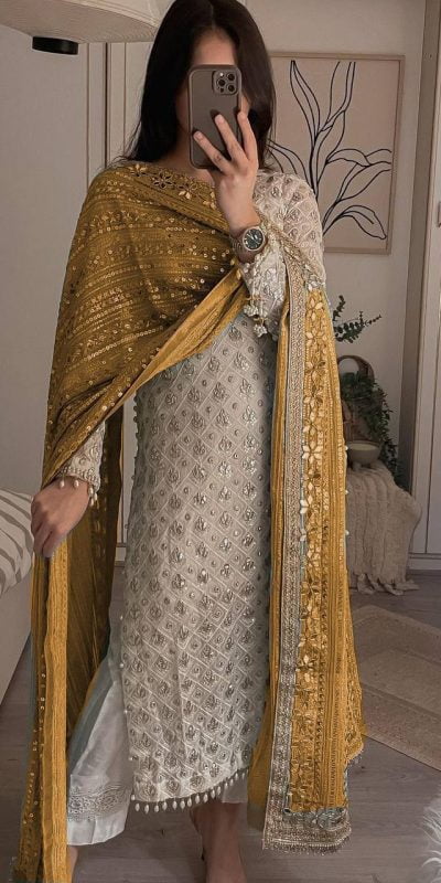 LG 1816 White Color Sequence Work Salwar Suit With Yellow Dupatta Casual, Wedding, Festive, Events Etc. Expected Delivery 4-6 Working Days @2349/- | Salwar suit, Casual Suits, Creative suits, Designer Suits, Party Wear Suits, Patiala Suits, Straight Suits