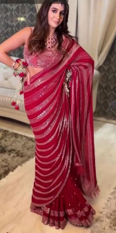 JR 607 Red Color Georgette Embroidery Pallu Scat Saree Blouse Mono Silk Embroidery  Casual, Wedding, Festive, Events Expected Delivery  4-6 Working Days @1649 | Sarees, Bollywood Sarees, Creative Sarees, Designer Sarees, Embroidered Sarees, Ethnic Saree, Modern Digital sarees, Party Wear Sarees