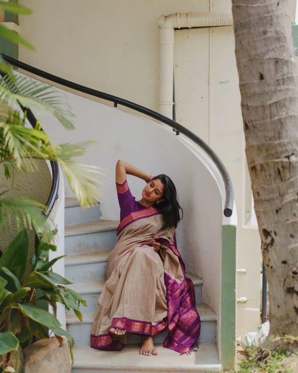KP - 5044 Cream Color Soft Lichi Silk Jacquard On All Over Saree Casual, Party Wear, Wedding, Events Etc. Expected Delivery 4-6 Working Days @1449/- | Sarees, Bollywood Sarees, Creative Sarees, Designer Sarees, Embroidered Sarees, Ethnic Saree, Modern Digital sarees, Party Wear Sarees