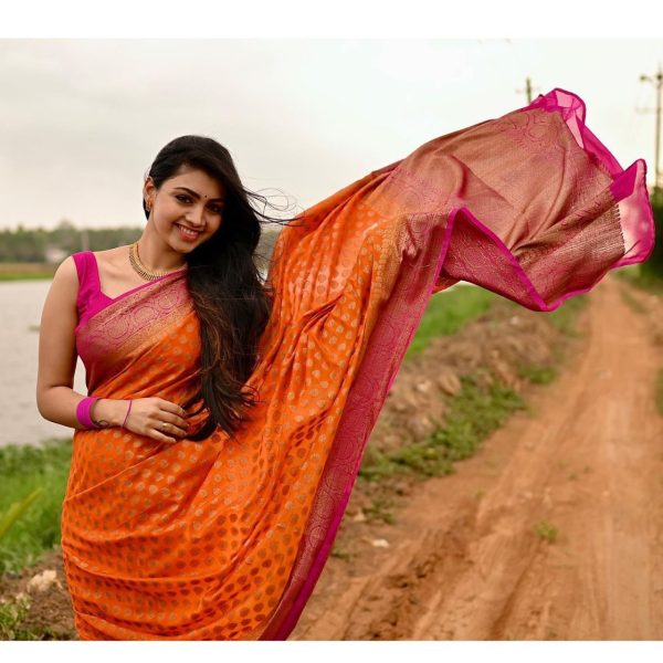 KP 3079 Orange Color Soft Lichi Silk Cloth Rich Pallu All Over Saree Events Casual, Wedding, Festive, Events . Expected Delivery  4-6 Working Days @1449/- | Sarees, Bollywood Sarees, Creative Sarees, Designer Sarees, Embroidered Sarees, Ethnic Saree, Modern Digital sarees, Party Wear Sarees