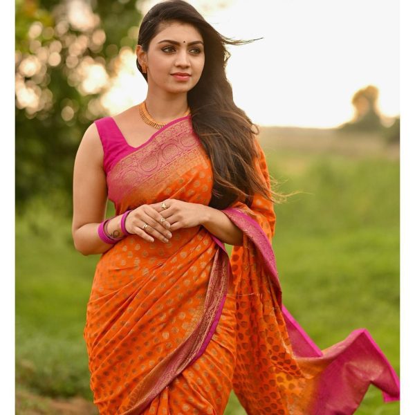 KP 3079 Orange Color Soft Lichi Silk Cloth Rich Pallu All Over Saree Events Casual, Wedding, Festive, Events . Expected Delivery  4-6 Working Days @1449/- | Sarees, Bollywood Sarees, Creative Sarees, Designer Sarees, Embroidered Sarees, Ethnic Saree, Modern Digital sarees, Party Wear Sarees