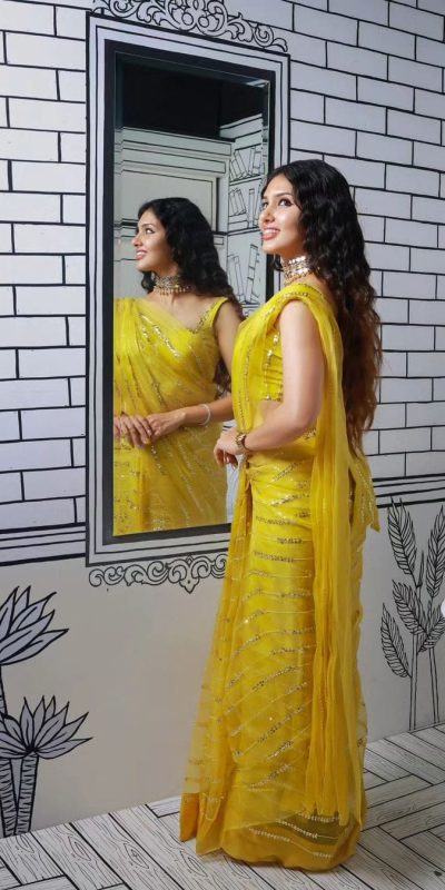 JR 614 Yellow Color Georgette Embroidery Sequence Tassels Saree Casual, Wedding, Festive, Events Expected Delivery 4-6 Working Days @1699/- | Sarees, Bollywood Sarees, Creative Sarees, Designer Sarees, Embroidered Sarees, Ethnic Saree, Modern Digital sarees, Party Wear Sarees