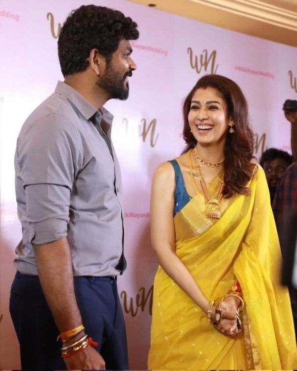 Nayanthara Yellow Color Soft Lichi Silk Jacquard All Over Saree