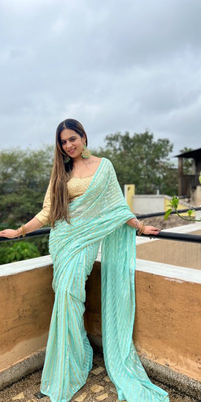 JR 582 Aquamarine Color Georgette Embroidery Sequence Saree Casual, Wedding, Festive, Events Expected Delivery  4-6 Working Days @1649/- | Sarees, Bollywood Sarees, Creative Sarees, Designer Sarees, Embroidered Sarees, Ethnic Saree, Modern Digital sarees, Party Wear Sarees