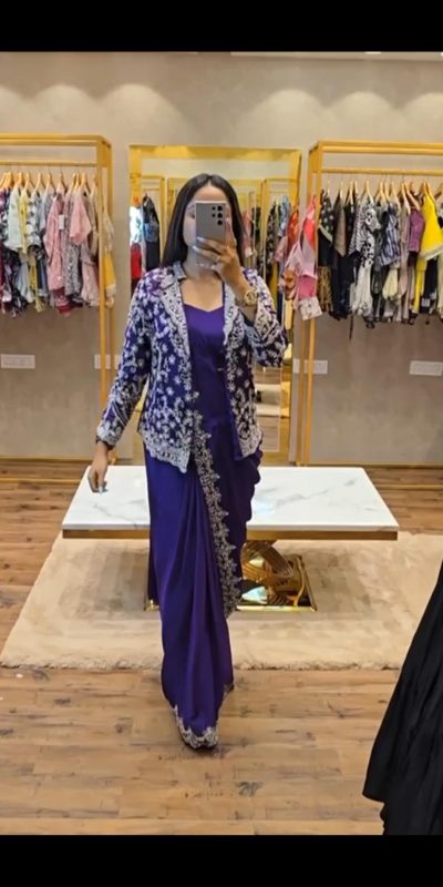 ST 1054 Royal Blue Color Chinon Embroidery Work Koti And Saree Casual, Wedding, Party, Festive, Events Etc. Expected Delivery 4-6 Working Days @2399/- | Sarees, Bollywood Sarees, Creative Sarees, Designer Sarees, Embroidered Sarees, Ethnic Saree, Modern Digital sarees, Party Wear Sarees