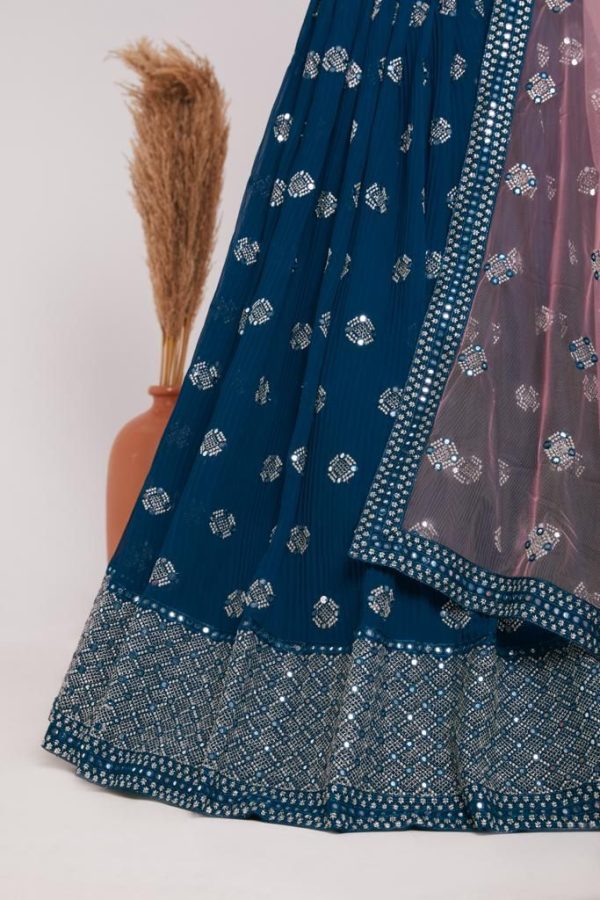 Felicity Blue Color Georgette Embroidery Sequins Lehenga Choli