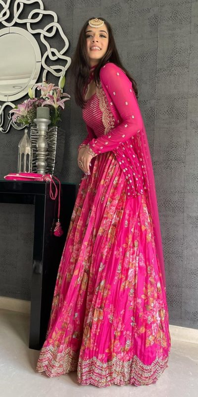 RC 220 Pink Color Georgette Silk Amazing Printed Lehenga Choli Casual, Party Wedding, Festive, Events Etc. Delivery 4-6 Working Days 2999/- | Lehenga, Bollywood Lehenga, Creative Lehenga, Designer Lehenga, Embroidered Lehenga, Party Wear Lehenga