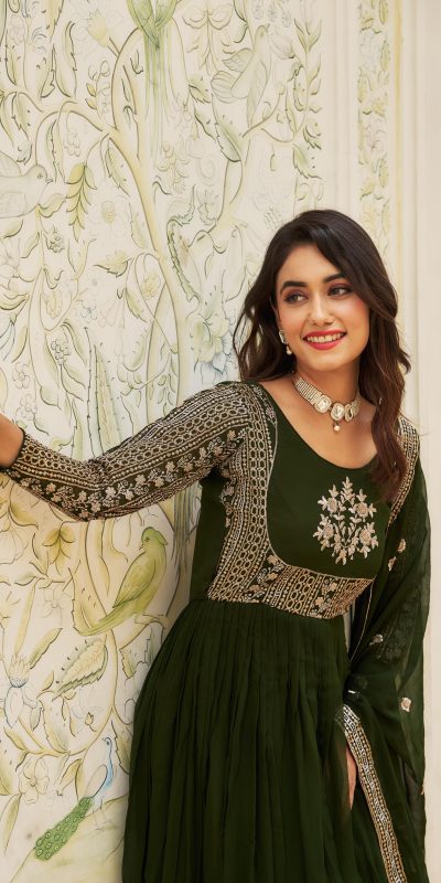 Ram 025 Green Color Georgette Sequence Embroidery Gown Casual, Wedding, Festive, Events Expected Delivery 4-6 Working Days @1999/- | Gowns, Bollywood Gowns, Creative Gowns, Designer Gowns, Embroidered Gowns, Party Wear Gowns
