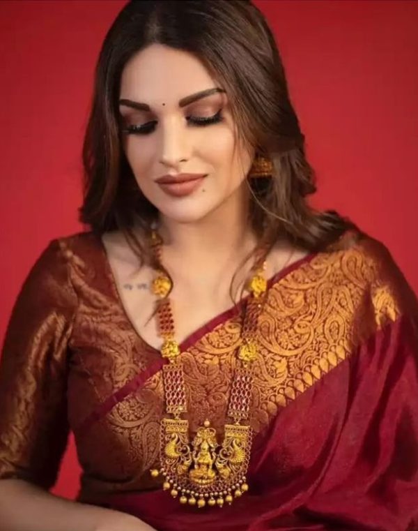 Stylish Maroon Color Soft Lichi Silk Cloth Jacquard All Over Saree