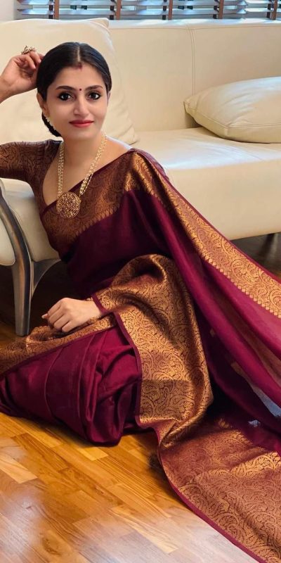 Stylish Maroon Color Soft Lichi Silk Cloth Jacquard All Over Saree