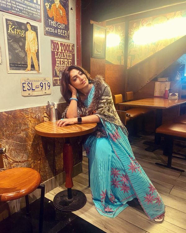 Attractive Grand Blue Color Georgette With Embroidery Work Saree