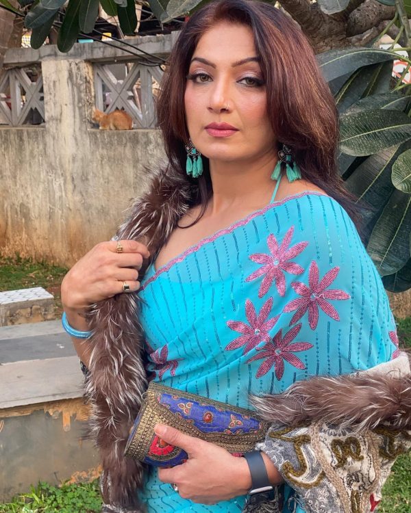 Attractive Grand Blue Color Georgette With Embroidery Work Saree