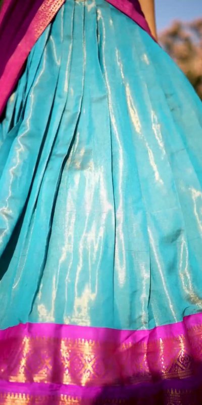 Peaceful See Blue Color Kanchipuram Zari Weaving Lehenga Choli
