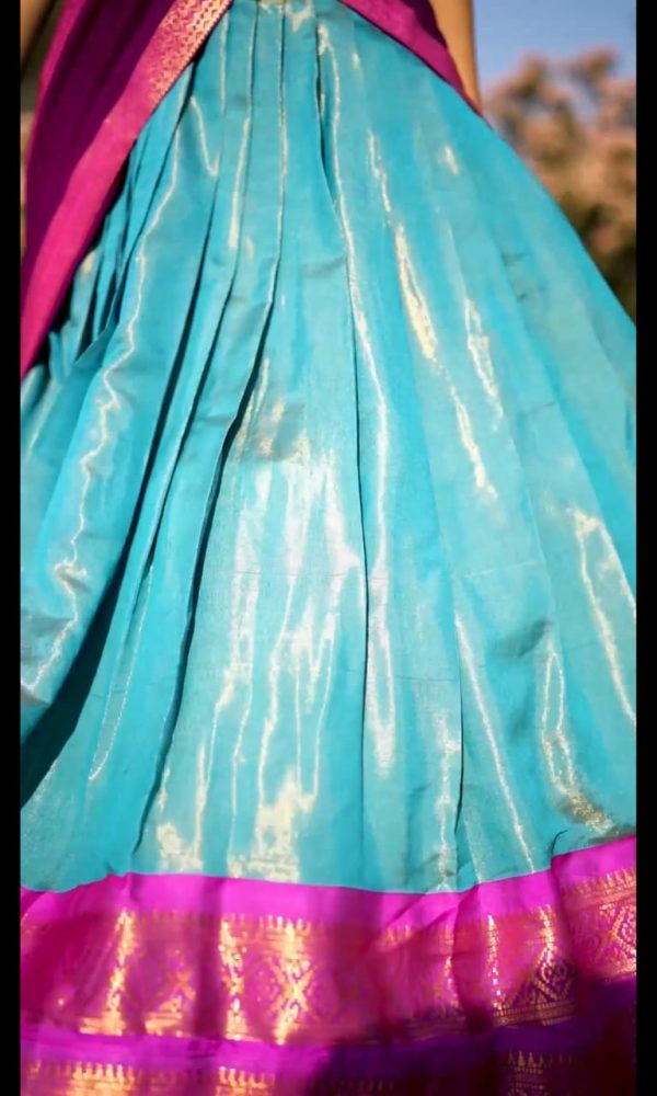 Peaceful See Blue Color Kanchipuram Zari Weaving Lehenga Choli