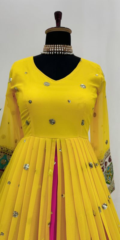 RTC 6453 Yellow Color Georgette Thread Sequence Lehenga Choli Wedding, Party, Festive, Events Etc. Expected Delivery 4-6 Working Days @2649/- | Lehenga, Bollywood Lehenga, Creative Lehenga, Designer Lehenga, Embroidered Lehenga, Party Wear Lehenga