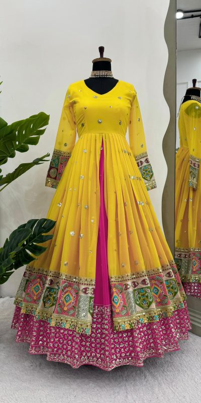 RTC 6453 Yellow Color Georgette Thread Sequence Lehenga Choli Wedding, Party, Festive, Events Etc. Expected Delivery 4-6 Working Days @2649/- | Lehenga, Bollywood Lehenga, Creative Lehenga, Designer Lehenga, Embroidered Lehenga, Party Wear Lehenga