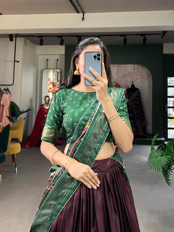 LNB 1623 Broun Color Fabulous Dola Silk Patola Print And Foil Work Lehenga Choli Wedding, Festive, Events Expected Delivery 4-6 Working Days@2199/- Only | Lehenga, Bollywood Lehenga, Creative Lehenga, Designer Lehenga, Embroidered Lehenga, Party Wear Lehenga