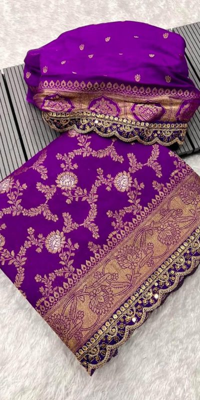 MS 469 Purple color Jacquard Weaving With Embroidery Cording Lace Saree Casual, Wedding, Festive, Events . Expected Delivery 4-6 Working Days @1649/- only | Sarees, Bollywood Sarees, Creative Sarees, Designer Sarees, Embroidered Sarees, Ethnic Saree, Modern Digital sarees, Party Wear Sarees