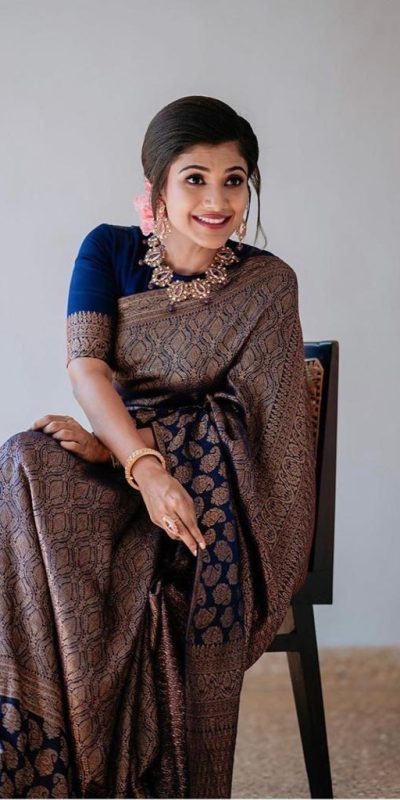 KP 5084 Navy Blue Color Soft Lichi Silk Jacquard Work On All Over Saree Casual, Wedding, Festive, Events . Expected Delivery 4-6 Working Days @1349/- only | Sarees, Bollywood Sarees, Creative Sarees, Designer Sarees, Embroidered Sarees, Ethnic Saree, Modern Digital sarees, Party Wear Sarees