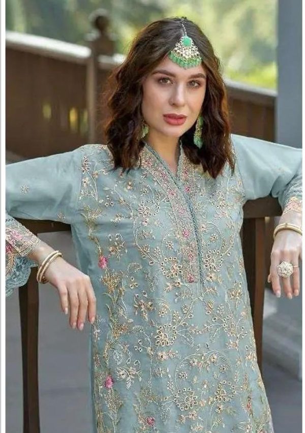 Fantastic Light Blue Color Organza With Embroidery Sequence Work Salwar Suit