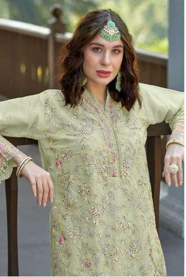 Fantastic Light Green Color Organza With Embroidery Sequence Work Salwar Suit