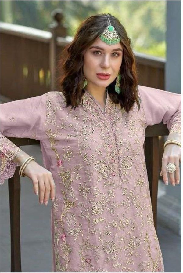 Fantastic Light Pink Color Organza With Embroidery Sequence Work Salwar Suit