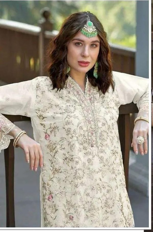 Fantastic White Color Organza With Embroidery Sequence Work Salwar Suit