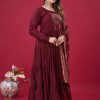 ZSR 3107 Maroon Color Roman Silk With Embroidery Sequence Work Anarkali Gown Wedding Party, Festive, Events Etc.4-6 Working Days@1999/- only | Gowns, Bollywood Gowns, Creative Gowns, Designer Gowns, Embroidered Gowns, Party Wear Gowns, Straight Suits