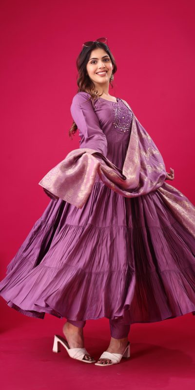 ZSR 3107 Purple Color Roman Silk With Embroidery Sequence Work Anarkali Gown Wedding Party, Festive, Events Etc.4-6 Working Days@1999/- only | Gowns, Bollywood Gowns, Creative Gowns, Designer Gowns, Embroidered Gowns, Party Wear Gowns, Straight Suits