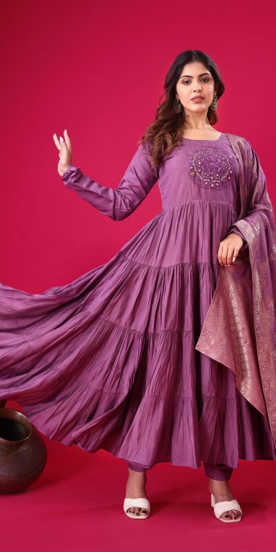 ZSR 3107 Purple Color Roman Silk With Embroidery Sequence Work Anarkali Gown Wedding Party, Festive, Events Etc.4-6 Working Days@1999/- only | Gowns, Bollywood Gowns, Creative Gowns, Designer Gowns, Embroidered Gowns, Party Wear Gowns, Straight Suits