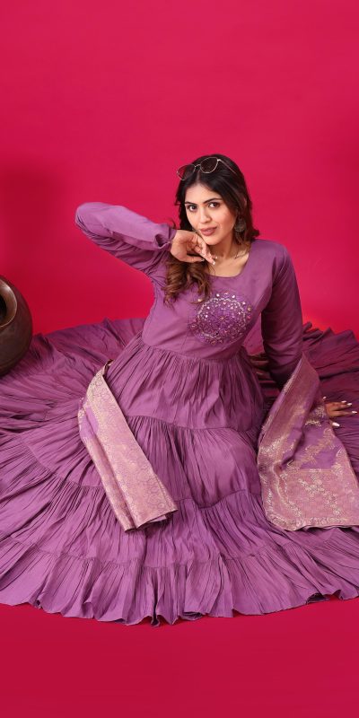 ZSR 3107 Purple Color Roman Silk With Embroidery Sequence Work Anarkali Gown Wedding Party, Festive, Events Etc.4-6 Working Days@1999/- only | Gowns, Bollywood Gowns, Creative Gowns, Designer Gowns, Embroidered Gowns, Party Wear Gowns, Straight Suits