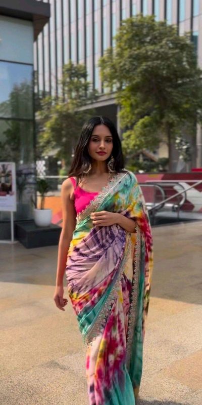 MS 459 Multi color Chinon fabric Embroidery Coding Sequins Lace Saree Casual, Wedding, Festive, Events . Expected Delivery 4-6 Working Days @1649/- only | Sarees, Bollywood Sarees, Creative Sarees, Designer Sarees, Embroidered Sarees, Ethnic Saree, Modern Digital sarees, Party Wear Sarees