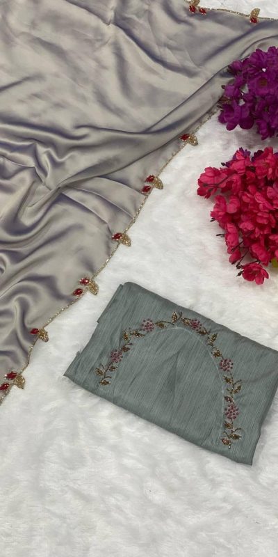 AC Lady Grey Color Rangoli Silk Handwork And Cutwork With Pearl Saree Casual, Wedding, Festive, Events . Expected Delivery 4-6 Working Days @1899/- only | Sarees, Bollywood Sarees, Creative Sarees, Designer Sarees, Embroidered Sarees, Ethnic Saree, Modern Digital sarees, Party Wear Sarees