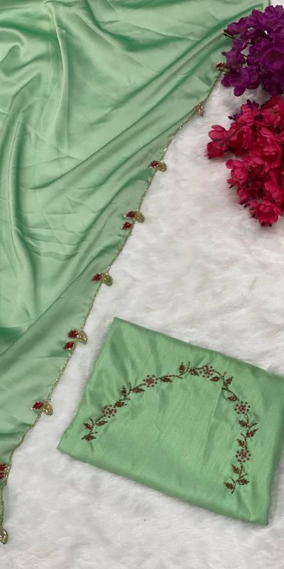 AC Lady Light Green Color Rangoli Silk Handwork And Cutwork With Pearl Saree , Wedding, Festive, Events . Expected Delivery 4-6 Working Days @1899/- only | Sarees, Bollywood Sarees, Creative Sarees, Designer Sarees, Embroidered Sarees, Ethnic Saree, Modern Digital sarees, Party Wear Sarees
