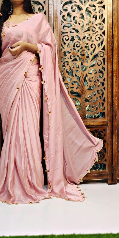 AC Lady Pink Color Rangoli Silk Handwork And Cutwork With Pearl Saree Casual, Wedding, Festive, Events . Expected Delivery 4-6 Working Days @1899/- only | Sarees, Bollywood Sarees, Creative Sarees, Designer Sarees, Embroidered Sarees, Ethnic Saree, Modern Digital sarees, Party Wear Sarees