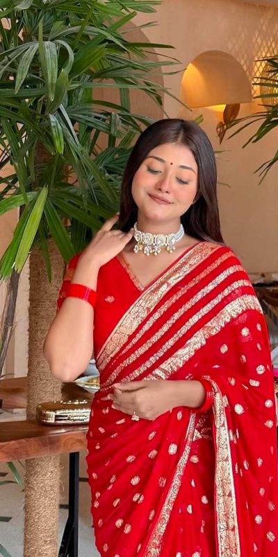 MS Pani Red Color Viscose Georgette With Pure Jacquard Zari Saree Casual, Wedding, Festive, Events . Expected Delivery 4-6 Working Days @1599/- only | Sarees, Bollywood Sarees, Creative Sarees, Designer Sarees, Embroidered Sarees, Ethnic Saree, Modern Digital sarees, Party Wear Sarees