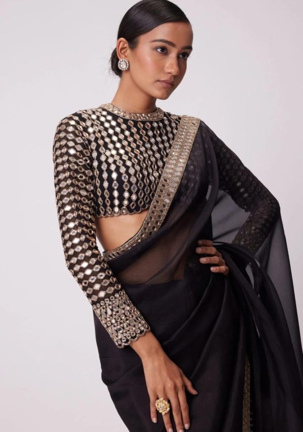 Black Rangoli Silk Heavy Coding Embroidery Lace In Border Saree - Image 3