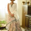 White Heavy Dola Silk Digital Print Saree