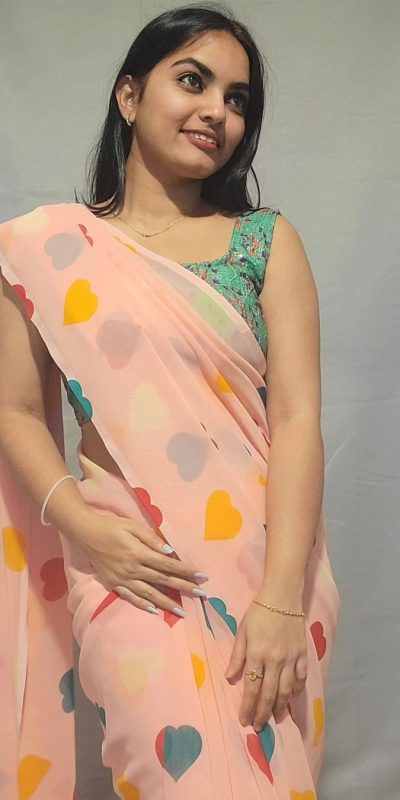 SC 215 Peach Color Soft Georgette Silk Digital Print Heart Design Ready To Wear Saree, Wedding, Festive, Events . Expected Delivery 4-6 Working Days @1499/ | Sarees, Bollywood Sarees, Creative Sarees, Designer Sarees, Embroidered Sarees, Ethnic Saree, Modern Digital sarees, Party Wear Sarees