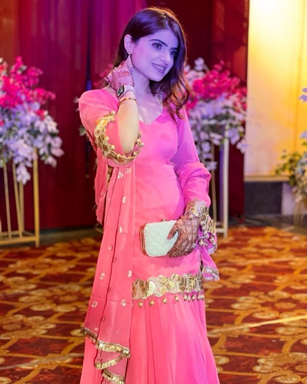 Pink Chinon Silk Embroidery Sequence Work Salwar Suit - Image 3