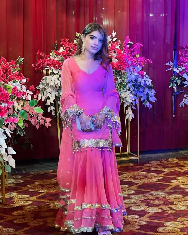 Pink Chinon Silk Embroidery Sequence Work Salwar Suit - Image 5