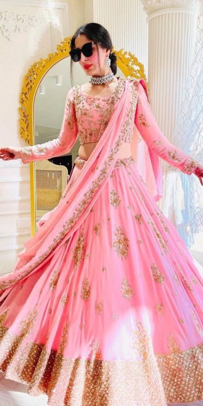 BD 1493 Light Pink Color Fox Georgette Embroidery Sequins Work Lehenga Choli Wedding, Party, Festive, Events Etc. Delivery 4-6 Working Days Rs 2049 | Lehenga, Bollywood Lehenga, Creative Lehenga, Designer Lehenga, Embroidered Lehenga, Party Wear Lehenga
