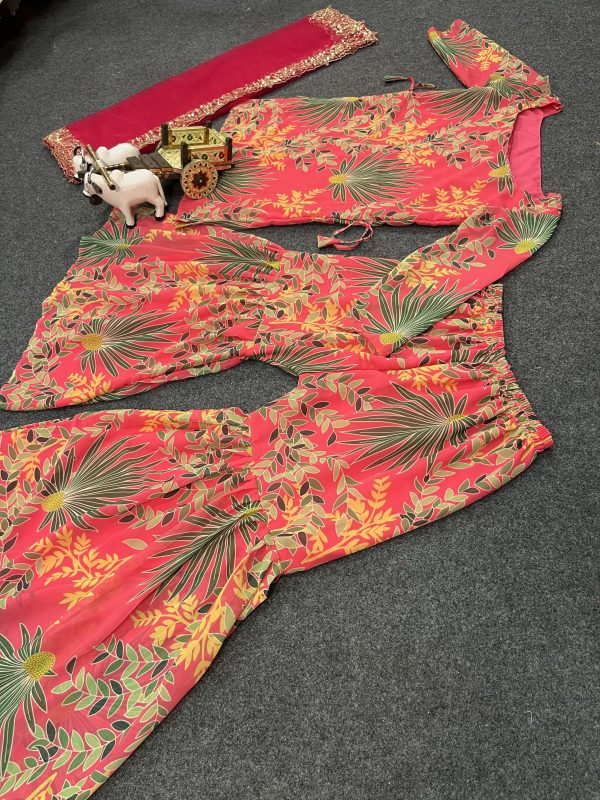 Beautiful Orange Color Silk- Faux Georgette Digital Print Salwar Suit