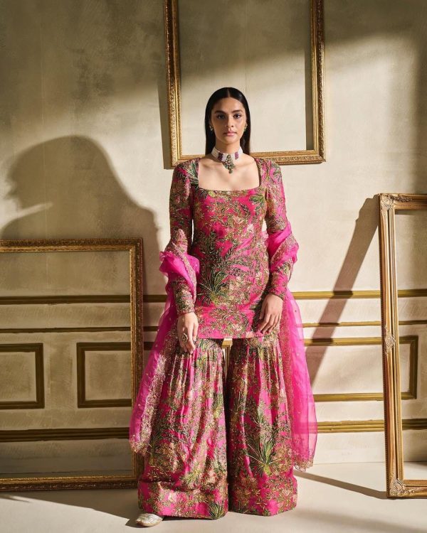 Pink Silk Faux Georgette Digital Print Salwar Suit - Image 5