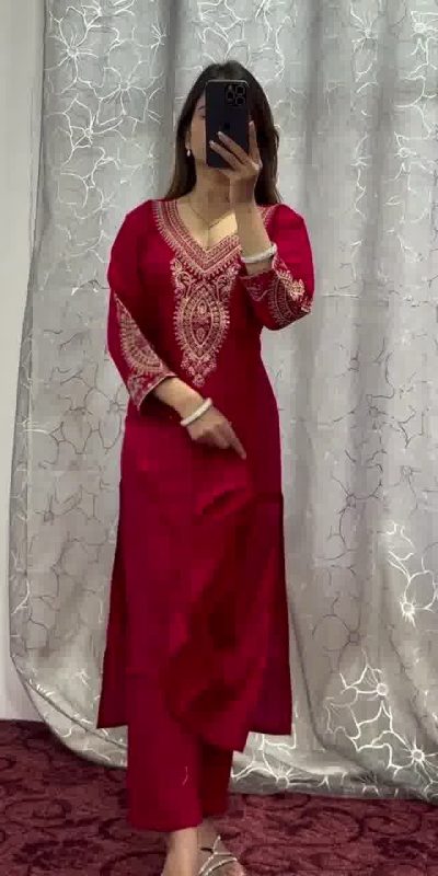 BE 318 Red Chinon With Embroidery Coding Dori Work Salwar Suit Casual, Wedding, Party, Festive, Events Etc.4-6 Working Days@ 1799/-only | Jump Suits, Salwar suit, Casual Suits, Creative suits, Designer Suits, Palazzo Suits, Party Wear Suits, Patiala Suits, Straight Suits