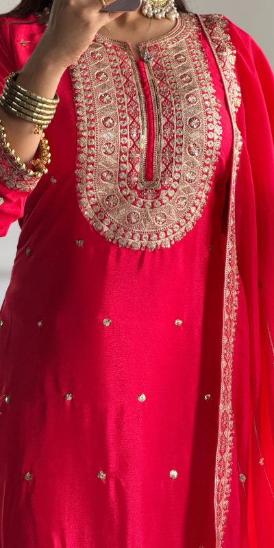 VLM 254 Red Color Cosmo Silk With Heavy Embroidery Sequence Work Salwar Suit Casual, Wedding, Party, Festive, Events Etc.4-6 Working Days@ 2099/-only | Jump Suits, Salwar suit, Casual Suits, Creative suits, Designer Suits, Palazzo Suits, Party Wear Suits, Patiala Suits, Straight Suits